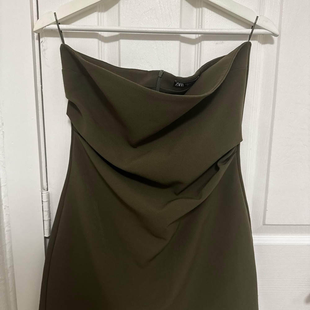 Zara Green Sheath Dress Cowl Neck Cocktail